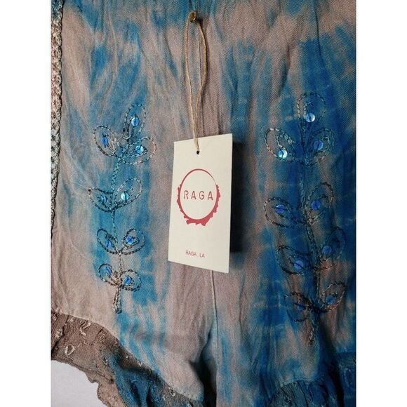 Raga Sweet Devotion Tie Dye Loose Fit Ruffle Embroidered Sequin Boho Shorts - Picture 6 of 11